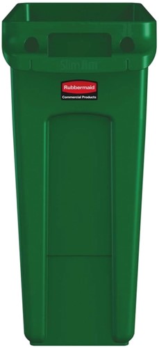 Afvalbak Rubbermaid Slim Jim Vented met luchtsleuven 60 liter groen-2