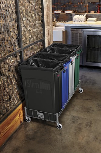 Afvalbak Rubbermaid Slim Jim Vented met luchtsleuven 87 liter groen-2