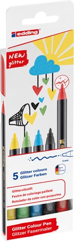 Fineliner edding 1200 fijn glitter assorti set à 5 stuks-3