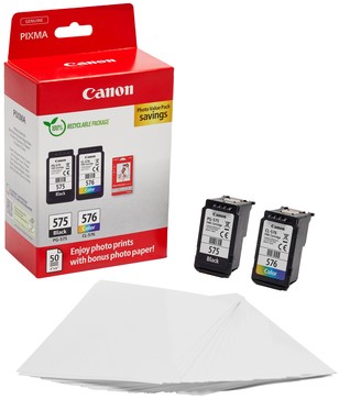 Inktcartridge Canon PG-575 CL-576 zw + kl + papier-3