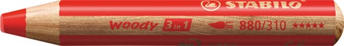 Kleurpotloden STABILO 880 woody 3 in 1 multitalent rood