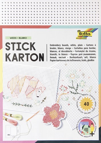 Borduurkaarten Folia 17.5 x x24.5cm 300gr 40 vel wit