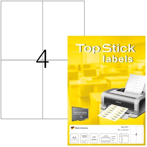 Etiket TopStick 8717 105x148mm wit 400 stuks