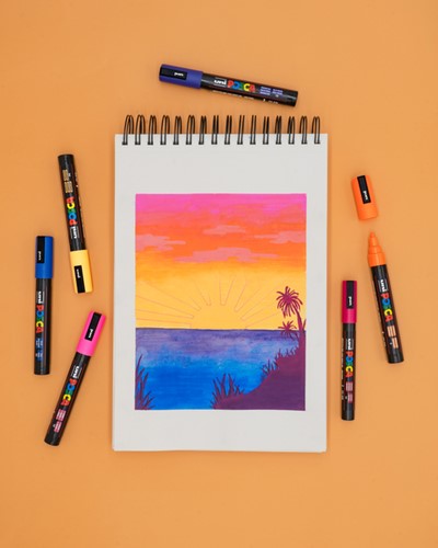 Verfstift Posca PC5M medium fluor roze-3