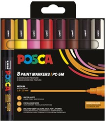 Paintmarker Uni POSCA PC5M medium warm assorti set à 8 stuks