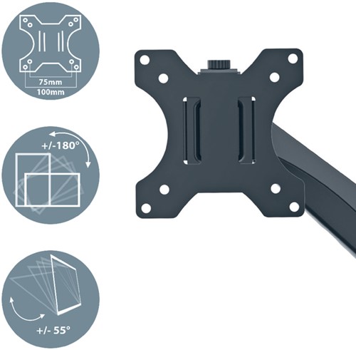 Monitorarm Leitz Ergo ruimtebesparend enkel donkergrijs-3