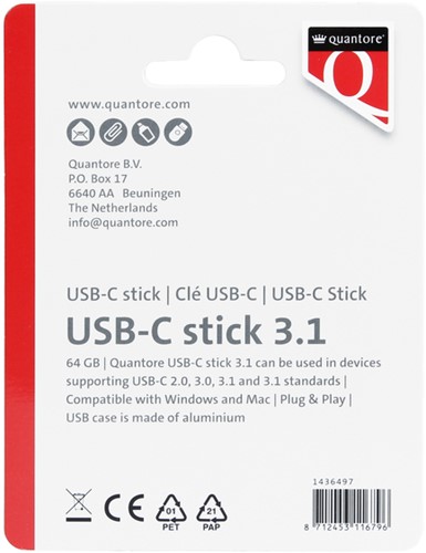 USB-stick Quantore USB-C 64GB 3.1 zilver-2