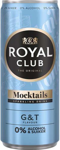Mocktails Royal Club gin tonic 0% suiker en alcohol blik 250 ml