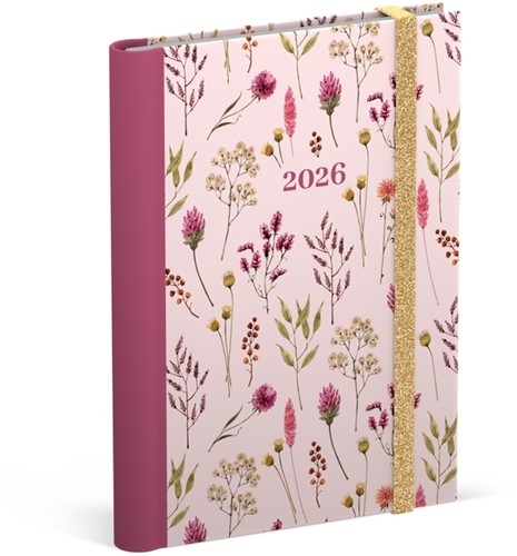 Agenda 2026 Lannoo 120x160 Flowers bouquet 7dagen/2pagina's roze
