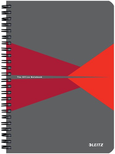 Notitieboek Leitz Office A5 lijn 180 pagina's 80gr grijs rood