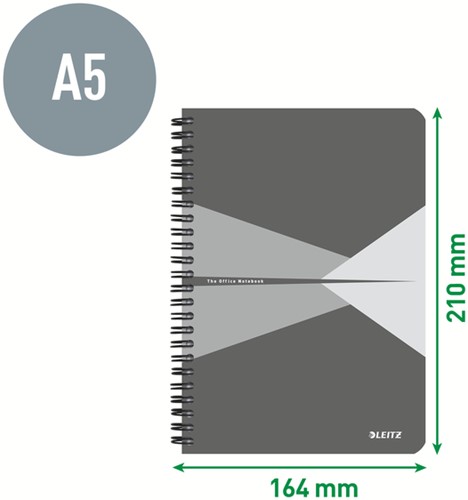 Notitieboek Leitz Office A5 lijn 180 pagina's 80gr grijs rood-3