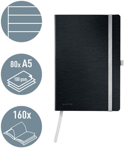 Notitieboek Leitz Style A5 lijn 160 pagina's 100gr zwart-2