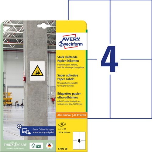 Etiket Avery Zweckform L7876-20 105x148mm 80 etiketten-2