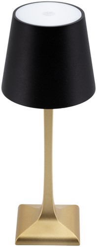 Tafellamp Securit Roma LED oplaadbaar dimbaar zwart-goud