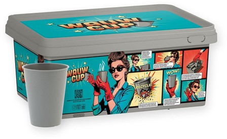 Koffiebeker IEZZY 180ml herbruikbaar Wauw 150 stuks grijs