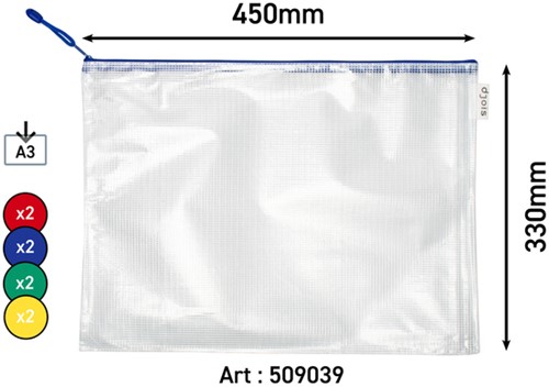 Opbergtas Djois met rits A3 assorti-3