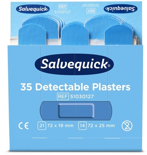 Pleisters Salvequick blauw detectabel refill 6x 35 stuks-2