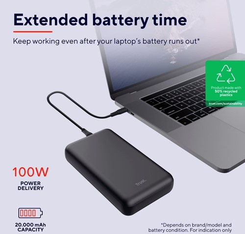 Powerbank Trust Laro laptop 100W-3