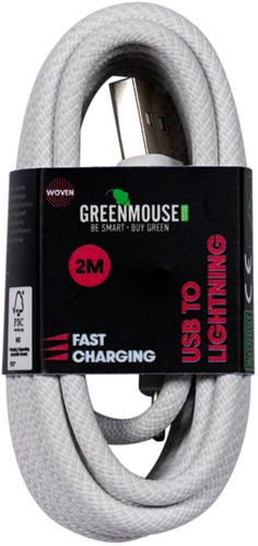 Kabel Green Mouse USB-A to Lightning data Woven 2m