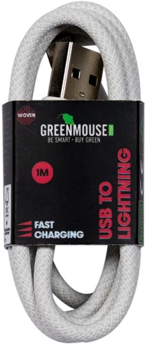 Kabel Green Mouse USB-A to Lightning data Woven 1m