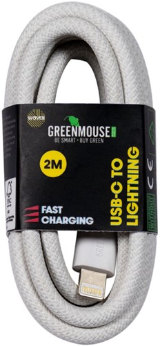 Kabel Green Mouse USB-C to Lightning data Woven - 2m