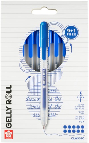 Gelschrijver Sakura Gelly Roll Classic 08 klikfunctie set à 10 stuks blauw-2