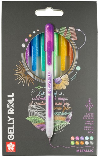 Gelschrijver Sakura Gelly Roll Metallic 08 klikfunctie set à 10 kleuren-2