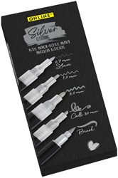 Acrylmarker Online lettering 5 breedtes zilver