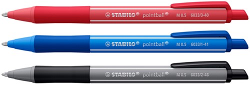 Balpen STABILO pointball colorful medium assorti blister à 3 stuks-2