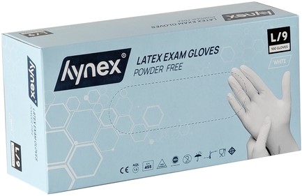 Handschoen Hynex latex L wit 5g 100 stuks