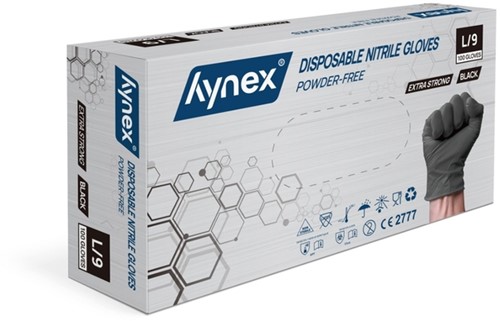 Handschoen Hynex nitril L zwart 5gr extra sterk 100 stuks