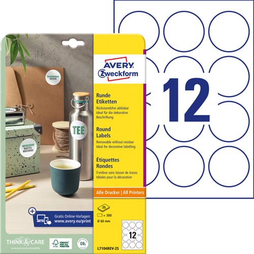 Etiket Avery L7104REV-25 60mm wit 300 stuks-2