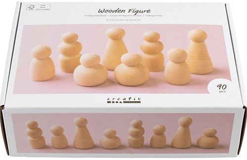 Figuurtjes Creativ Company hout doos à 90 stuks