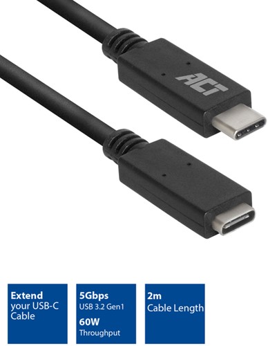 Kabel ACT USB 3.0 to USB-C verlengkabel 2m-2
