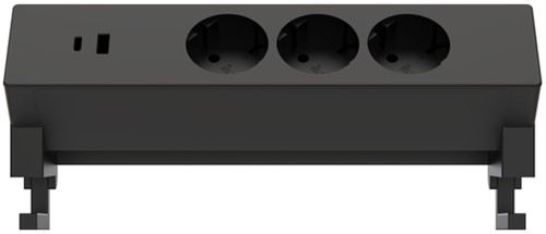 Stekkerdoos Euroseats opbouw 3 voudig USB A+C zwart-3