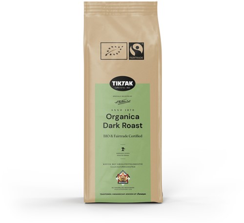 Koffie Tiktak organica dark roast bonen 1000 gram