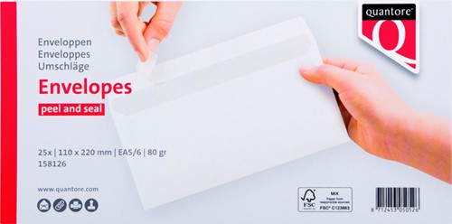 Envelop Quantore bank EA5/6 110x220mm zelfklevend wit 25stuk-3