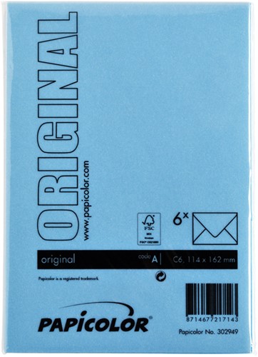 Envelop Papicolor C6 114x162mm hemelsblauw pak à 6 stuks-3