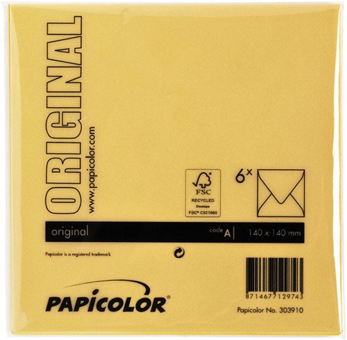 Envelop Papicolor 140x140mm Dottergeel-3