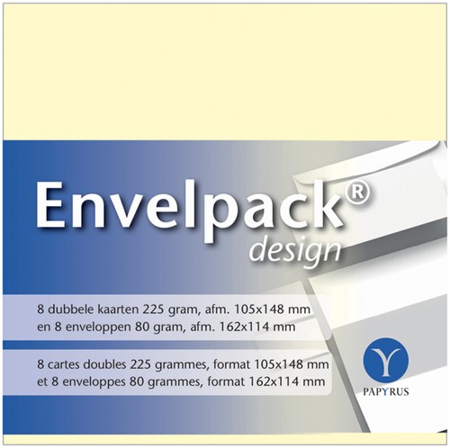 Dubbele kaarten +enveloppen Papyrus 114x162mm ivoorwit