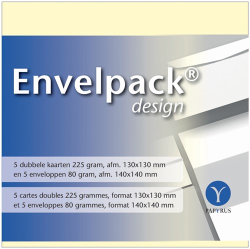 Dubbele kaarten +enveloppen Papyrus 130x130mm ivoorwit