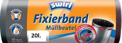 Afvalzak zwart 20 liter met fixeerband