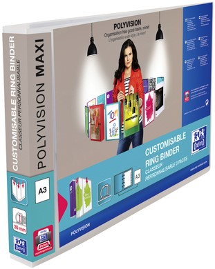 Presentatieringband Elba Polyvision Maxi A3 dwars 4-rings D-mech 30mm transparant