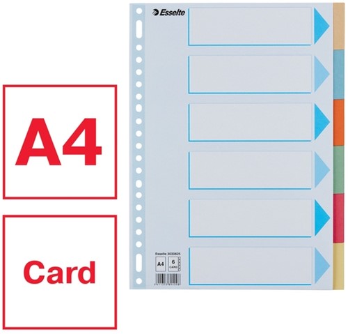 Tabbladen Esselte A4 23-gaats karton 6-delig assorti-3