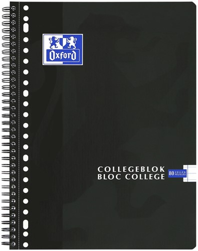 Collegeblok Oxford A4 23-gaats lijn 80vel zwart