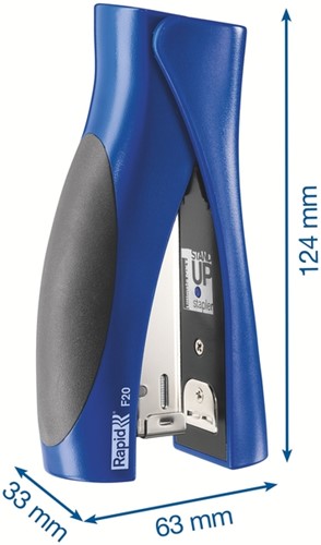 Nietmachine Rapid F20 StandUp Halfstrip 20vel 24/6 blauw-2