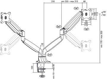 LogiLink professional monitorarm dubbel zilver -2