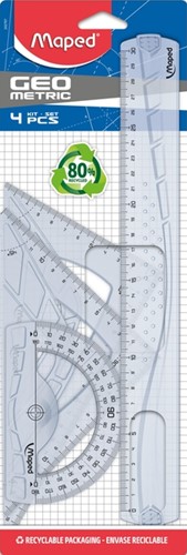 Tekenset Maped 4delig 300mm voor rechtshandigen transparant