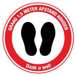 Sticker klein met pictogram "voeten afstand houden 10cmØ"