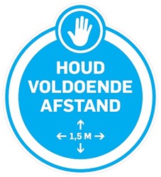 Sticker klein met pictogram "houd voldoende afstand 10cmØ"